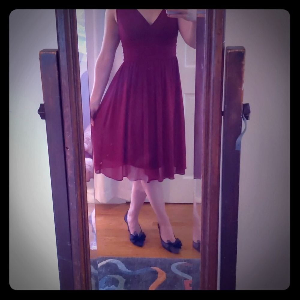 Deep merlot fit and flare dress